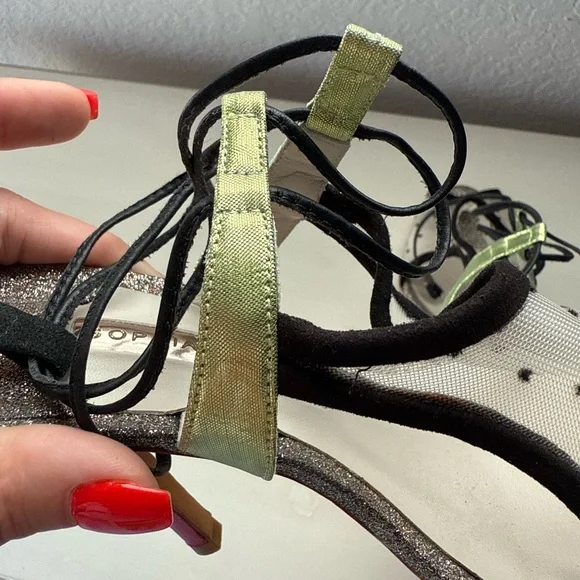 Sophia Webster Mesh Polka Dot Tri Color Metallic Peep Toe Heels Sz: 8 - Picture 8 of 13